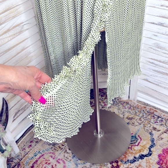 Anthropologie FOXIEDOX Light Green Black Polka Dot A Line Dress Small - Picture 5 of 7